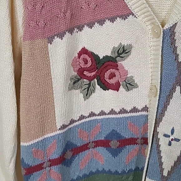 Vintage Alfred Dunner Embellished Cardigan Sweater Size Medium - Picture 4 of 7